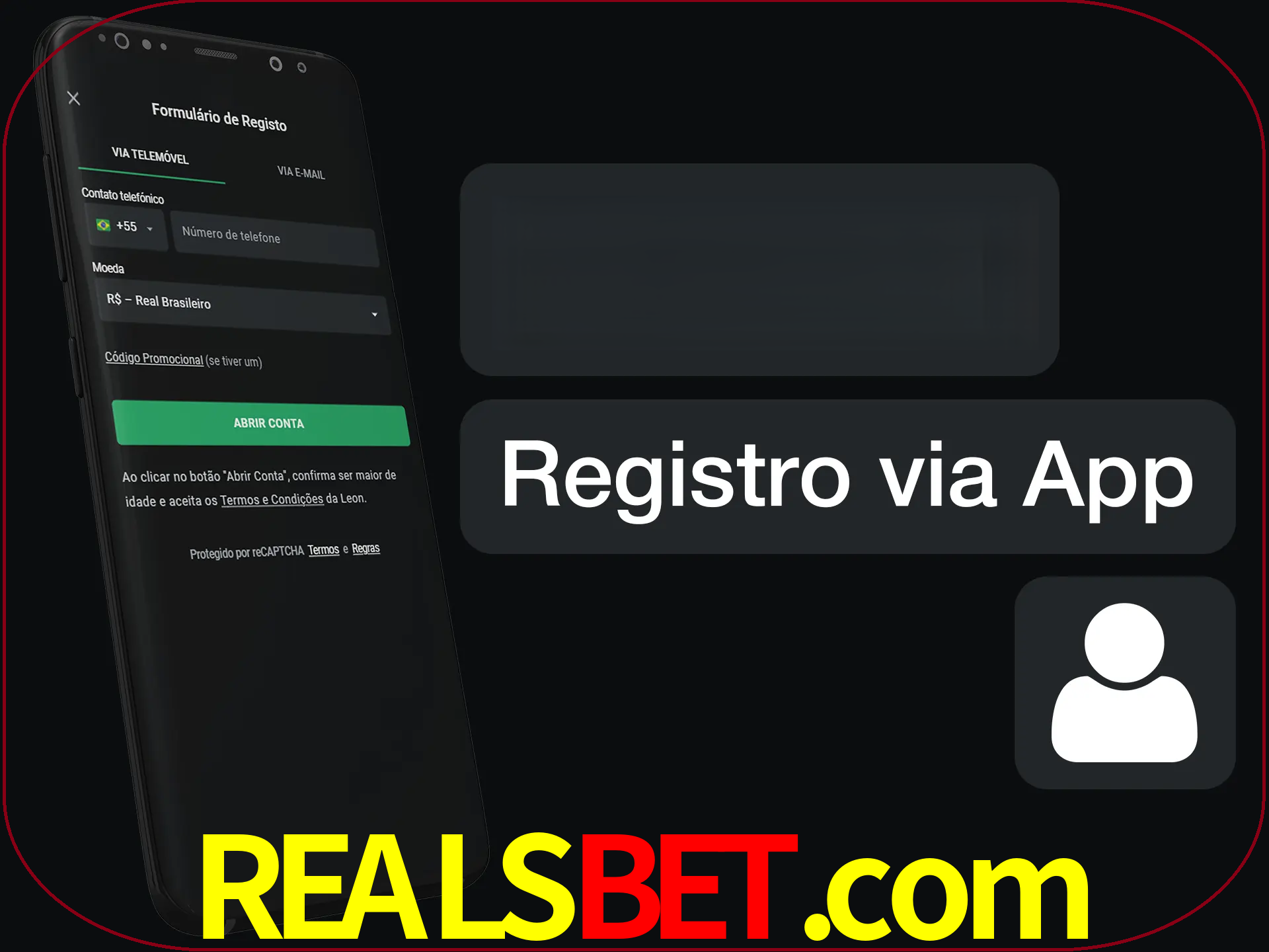 Registre-se com duas etapas usando o aplicativo.