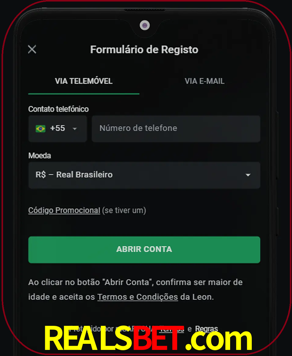 Abra o aplicativo e inicie o processo de registro.