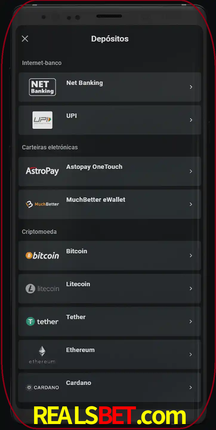 Você pode usar métodos alternativos de depósito.
